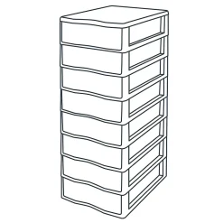 Tour en plastique 8 tiroirs Kontor gris H. 68 x L. 36,5 x P. 26 cm