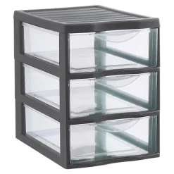 Tour en plastique 3 tiroirs Kontor gris H. 25,5 x L. 18,5 x P. 25,5 cm