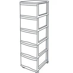 Tour en plastique 5 tiroirs Kontor gris H. 105,5 cm x L. 30 cm x P. 38 cm