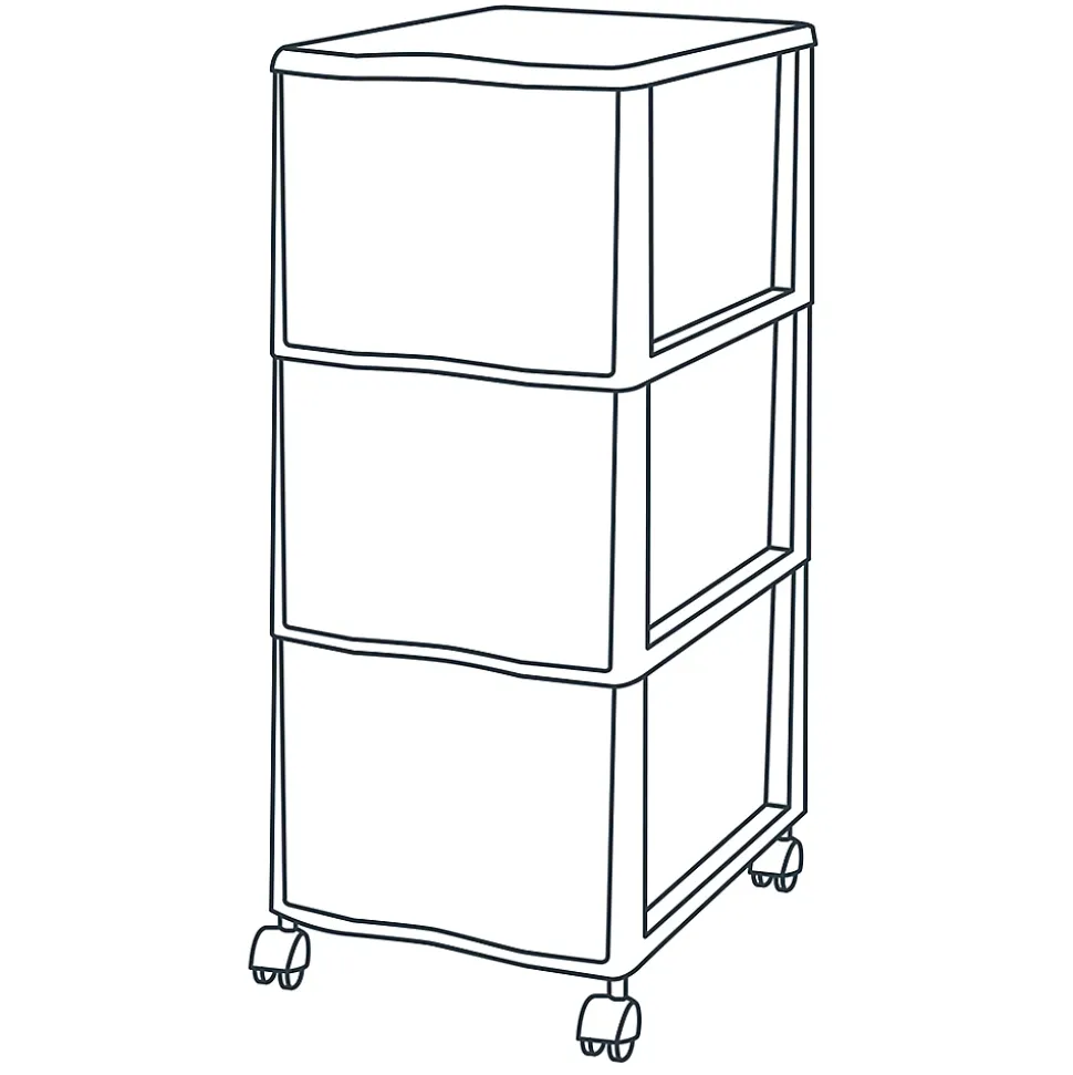 Tour en plastique 3 tiroirs Kontor gris H. 63,5 x L. 36,5 x 26 cm