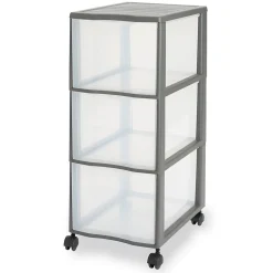 Tour en plastique 3 tiroirs Kontor gris H. 63,5 x L. 36,5 x 26 cm