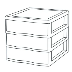 Tour en plastique 3 tiroirs Kontor gris H. 25,5 x L. 25.5 x P. 36 cm