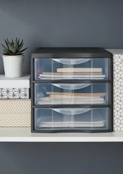 Tour en plastique 3 tiroirs Kontor gris H. 25,5 x L. 25.5 x P. 36 cm