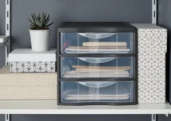 Tour en plastique 3 tiroirs Kontor gris H. 25,5 x L. 25.5 x P. 36 cm