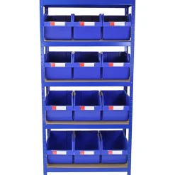 T-RAX Étagère Bleu 90cm avec 12 x Poubelles à Choix Rapide