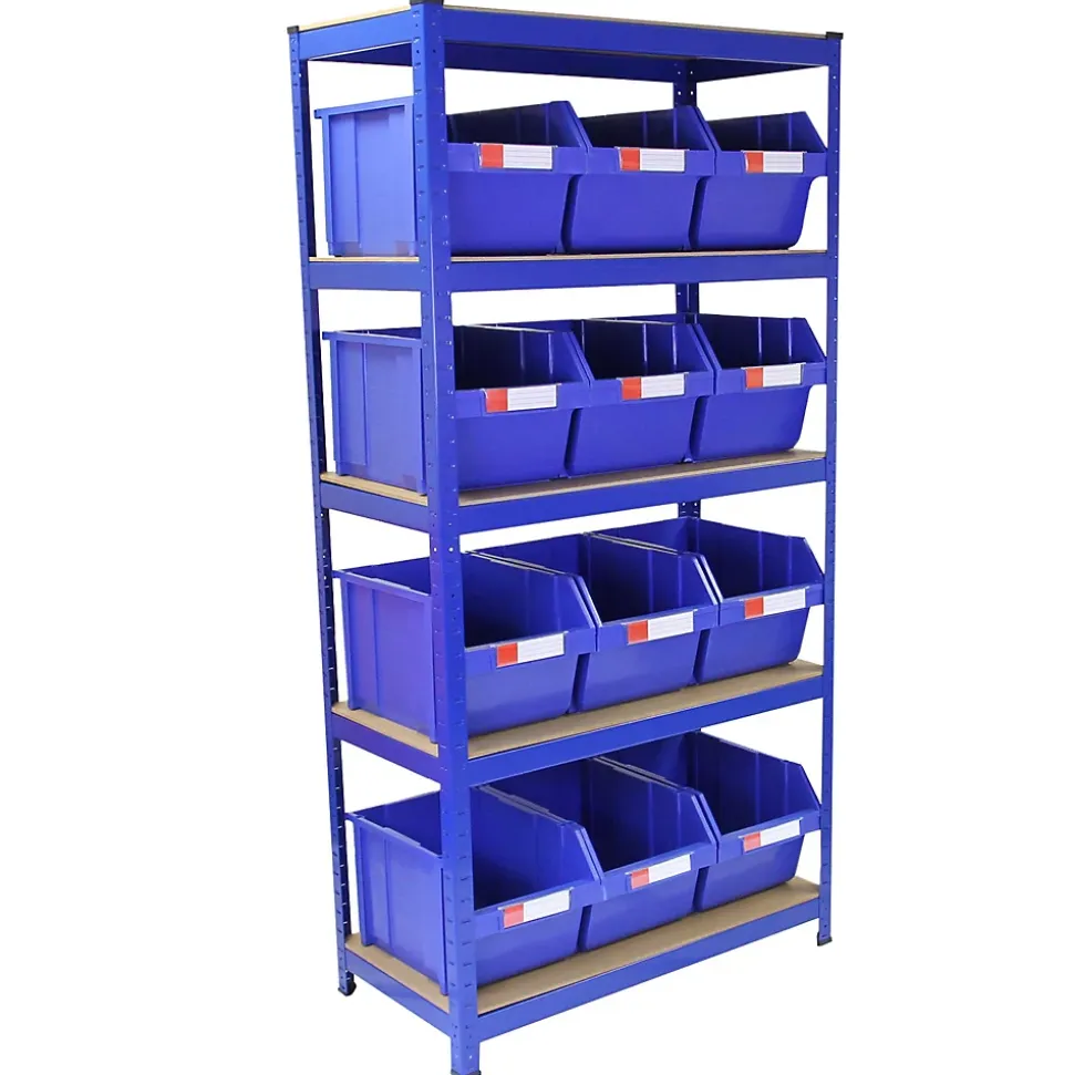 T-RAX Étagère Bleu 90cm avec 12 x Poubelles à Choix Rapide