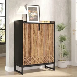 Tribesigns 25 Paires de Meuble de Rangement à Chaussures Armoire avec Portes Marron et Noir