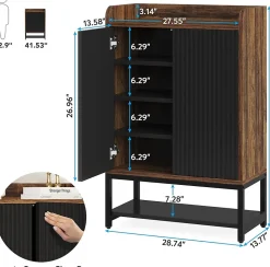 Tribesigns Armoire à chaussures avec portes à 5 niveaux Noir et marron