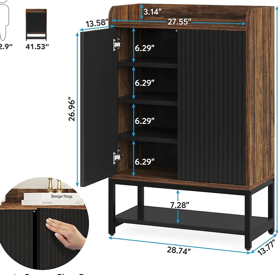 Tribesigns Armoire à chaussures avec portes à 5 niveaux Noir et marron