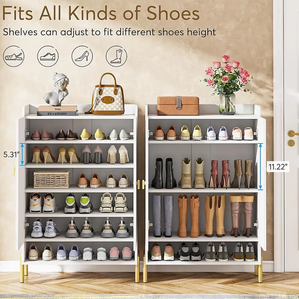 Tribesigns Armoire à Chaussures à 6 Niveaux avec étagères réglables Blanc