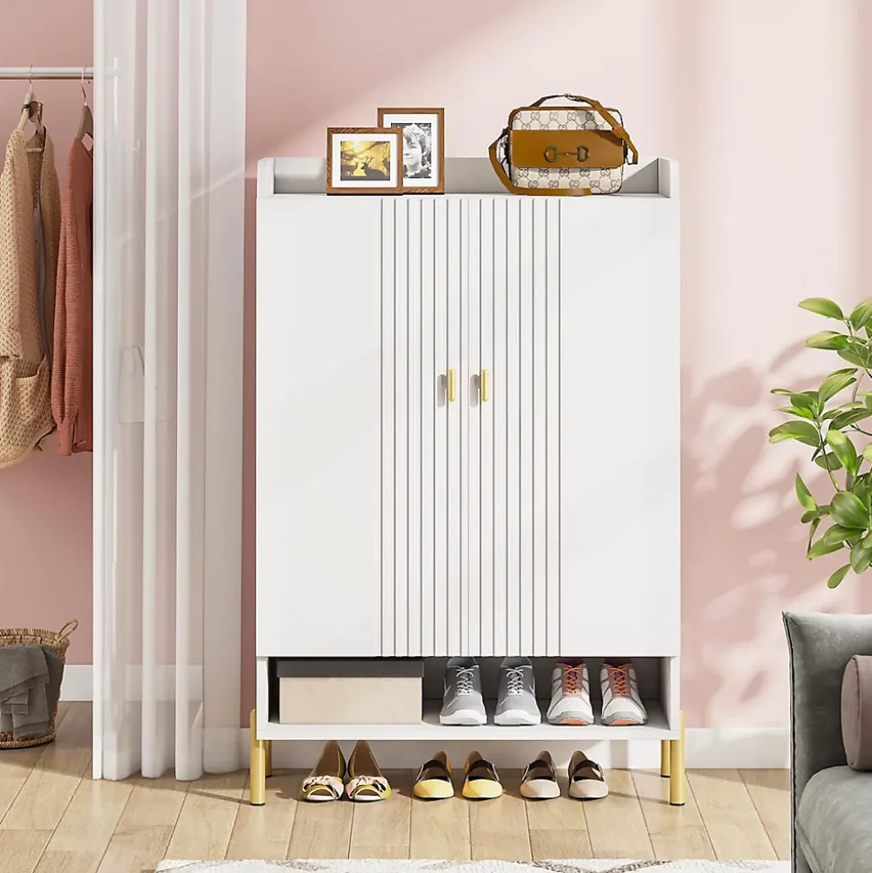 Tribesigns Armoire à Chaussures à 6 Niveaux avec étagères réglables Blanc
