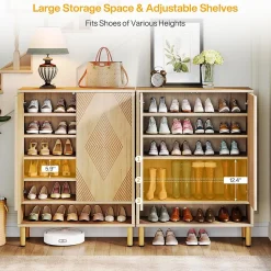 Tribesigns Armoire à chaussures avec 2 portes 6 étages pour 25 paires de chaussures
