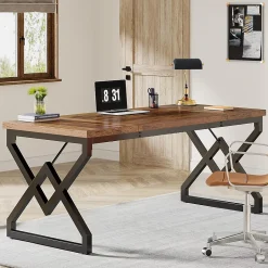 Tribesigns Bureau 160 cm en Bois Extra-épais et Cadre métallique