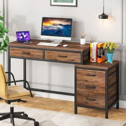 Tribesigns Bureau avec 5 Tiroirs avec réversible Support d'imprimante