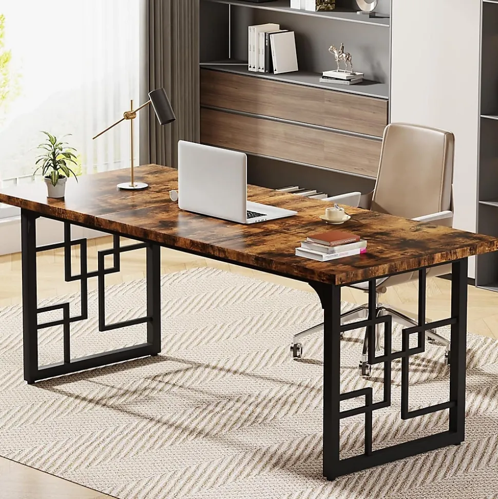 Tribesigns Bureau de 160 cm Marron Vintage