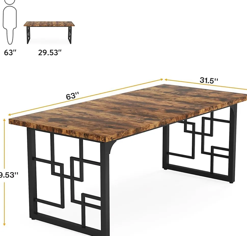 Tribesigns Bureau de 160 cm Marron Vintage