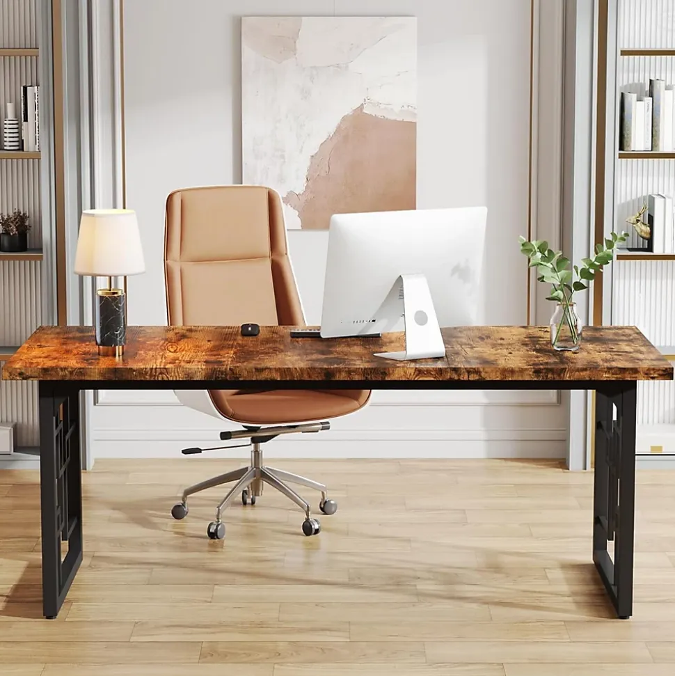 Tribesigns Bureau de 160 cm Marron Vintage