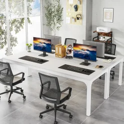 Tribesigns Bureau d'Ordinateur 200 cm Double Longue Blanc