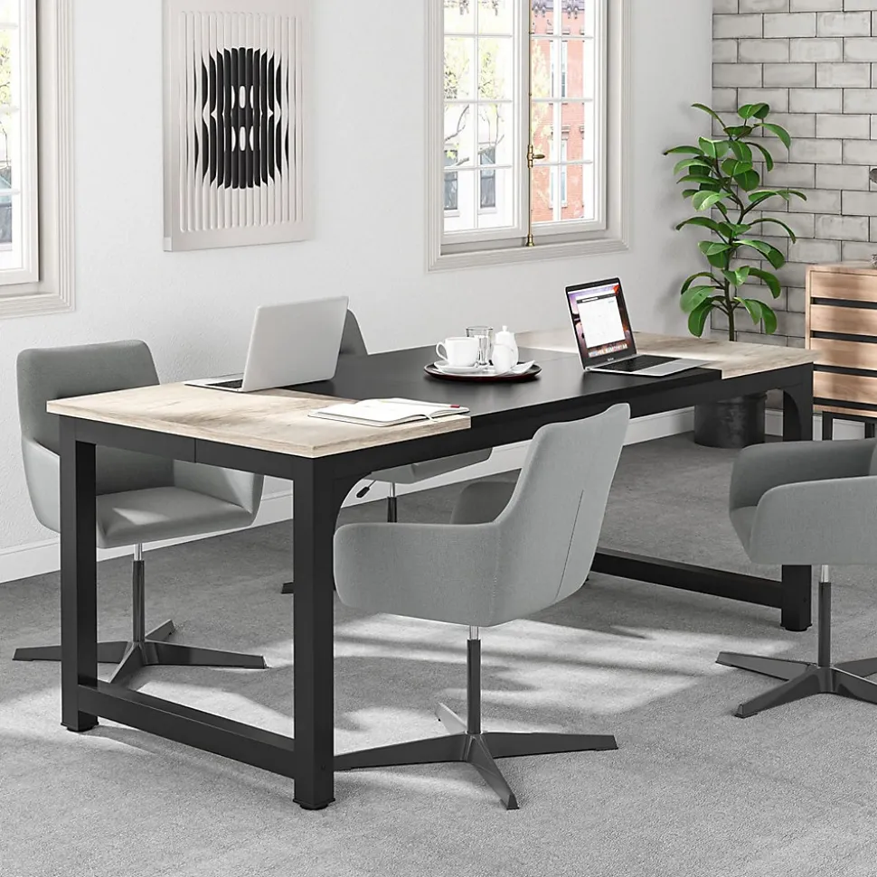Tribesigns Bureau Gris Vintage et Noir