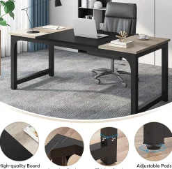 Tribesigns Bureau Gris Vintage et Noir