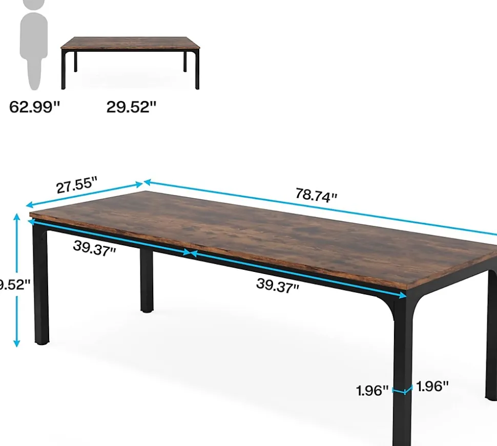Tribesigns Bureau Informatique Double Long Marron Rustique