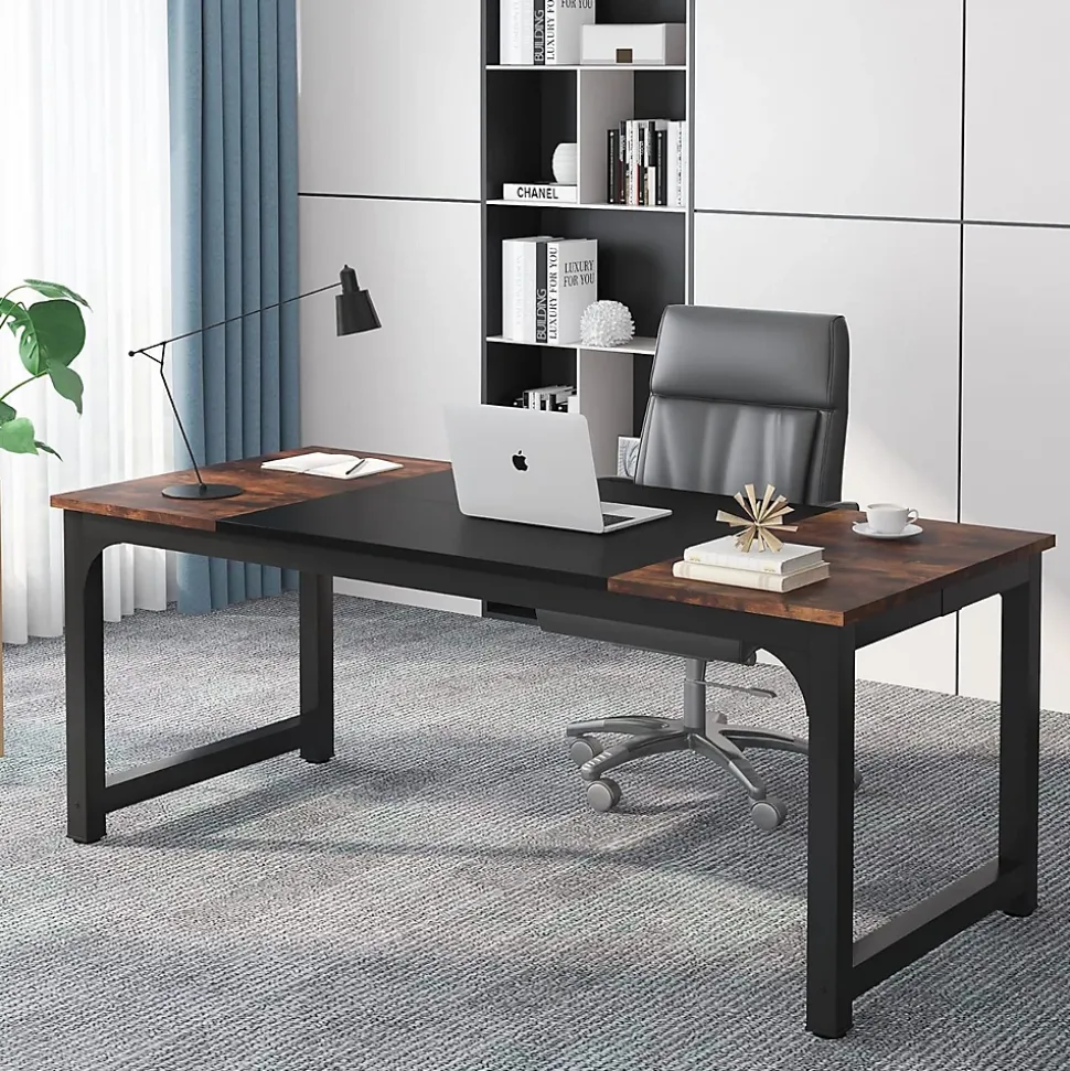 Tribesigns Bureau Marron Rustique et Noir
