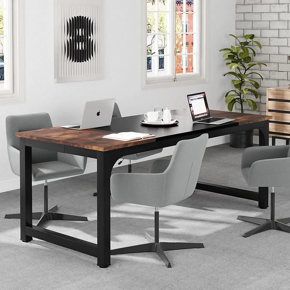Tribesigns Bureau Marron Rustique et Noir