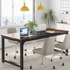 Tribesigns Bureau rectangle marron et noir