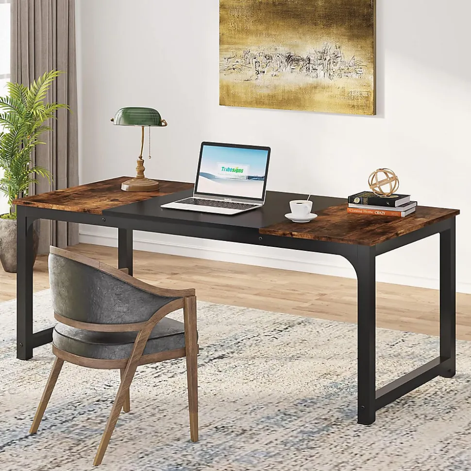 Tribesigns Bureau rectangle marron et noir