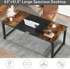 Tribesigns Bureau rectangle marron et noir