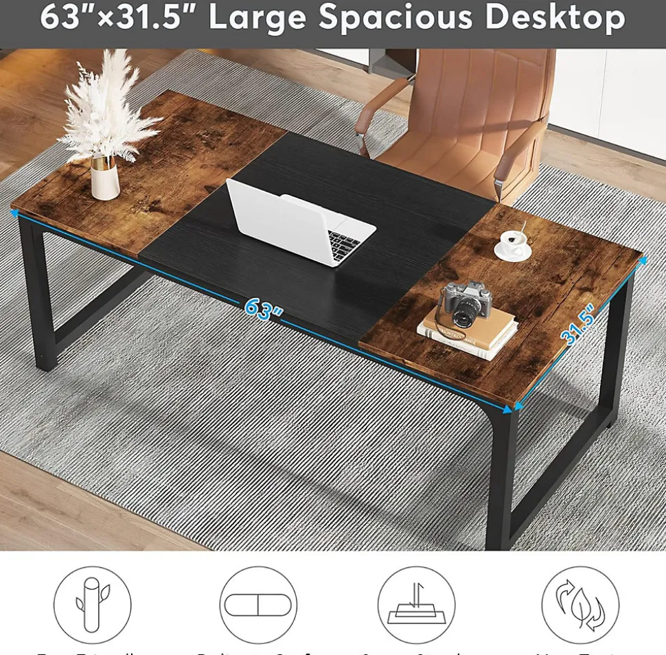Tribesigns Bureau rectangle marron et noir