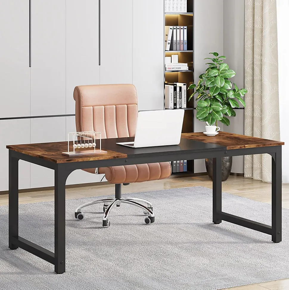 Tribesigns Bureau rectangle marron et noir
