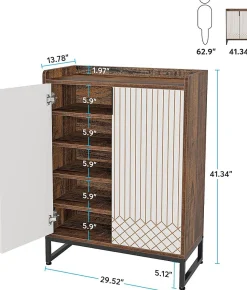 Tribesigns Meuble de Rangement à Chaussures Armoire avec Cadre Blanc et Marron