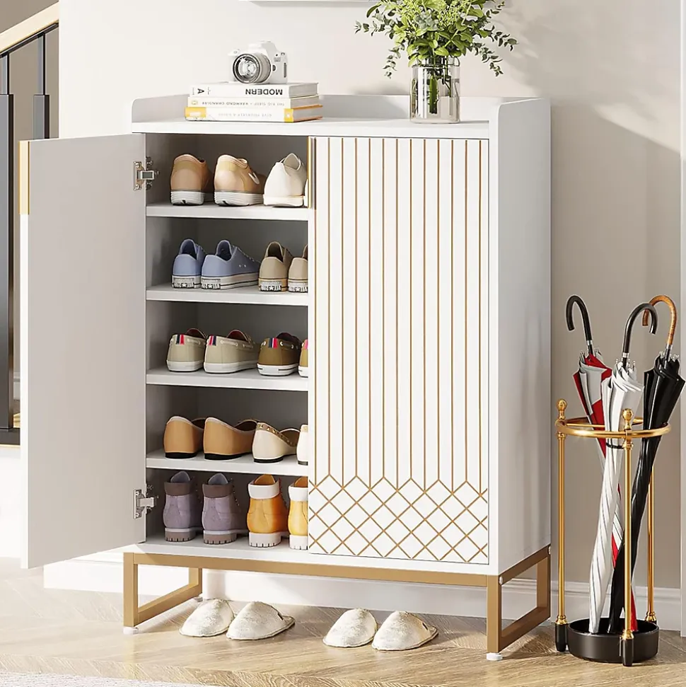 Tribesigns Meuble de Rangement à Chaussures Armoire 25 Paires avec Portes Blanc