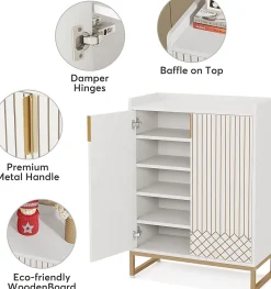 Tribesigns Meuble de Rangement à Chaussures Armoire 25 Paires avec Portes Blanc