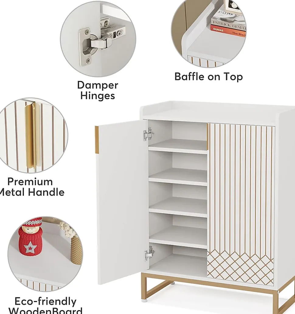 Tribesigns Meuble de Rangement à Chaussures Armoire 25 Paires avec Portes Blanc