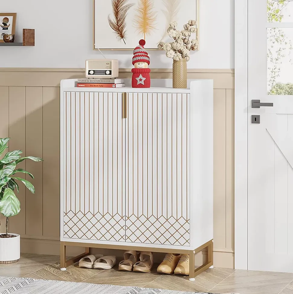 Tribesigns Meuble de Rangement à Chaussures Armoire 25 Paires avec Portes Blanc