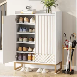 Tribesigns Meuble de Rangement à Chaussures Armoire 25 Paires avec Portes Blanc