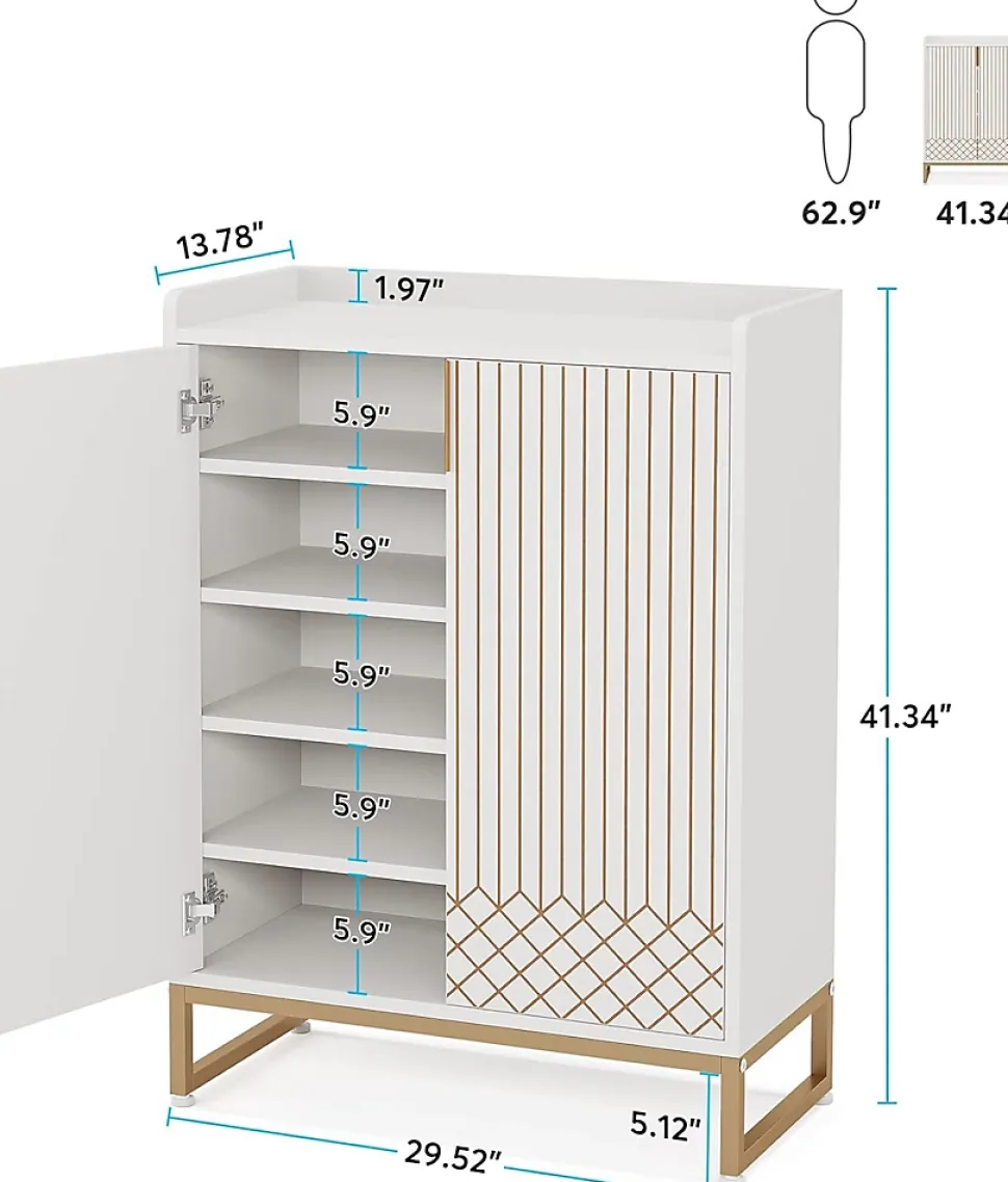Tribesigns Meuble de Rangement à Chaussures Armoire 25 Paires avec Portes Blanc