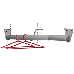 Tringle de penderie télescopique aluminium blanc Ø2,5 cm de 110 à 200 cm avec support