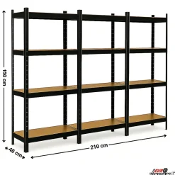 Triple étagère établi charges lourdes 150 x 40 x 210 avec 12 plateaux - 960 kg max