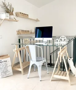 Tréteau Archi Tec réglable en hauteur en pin avec tablette (70/98,7x70x45cm)