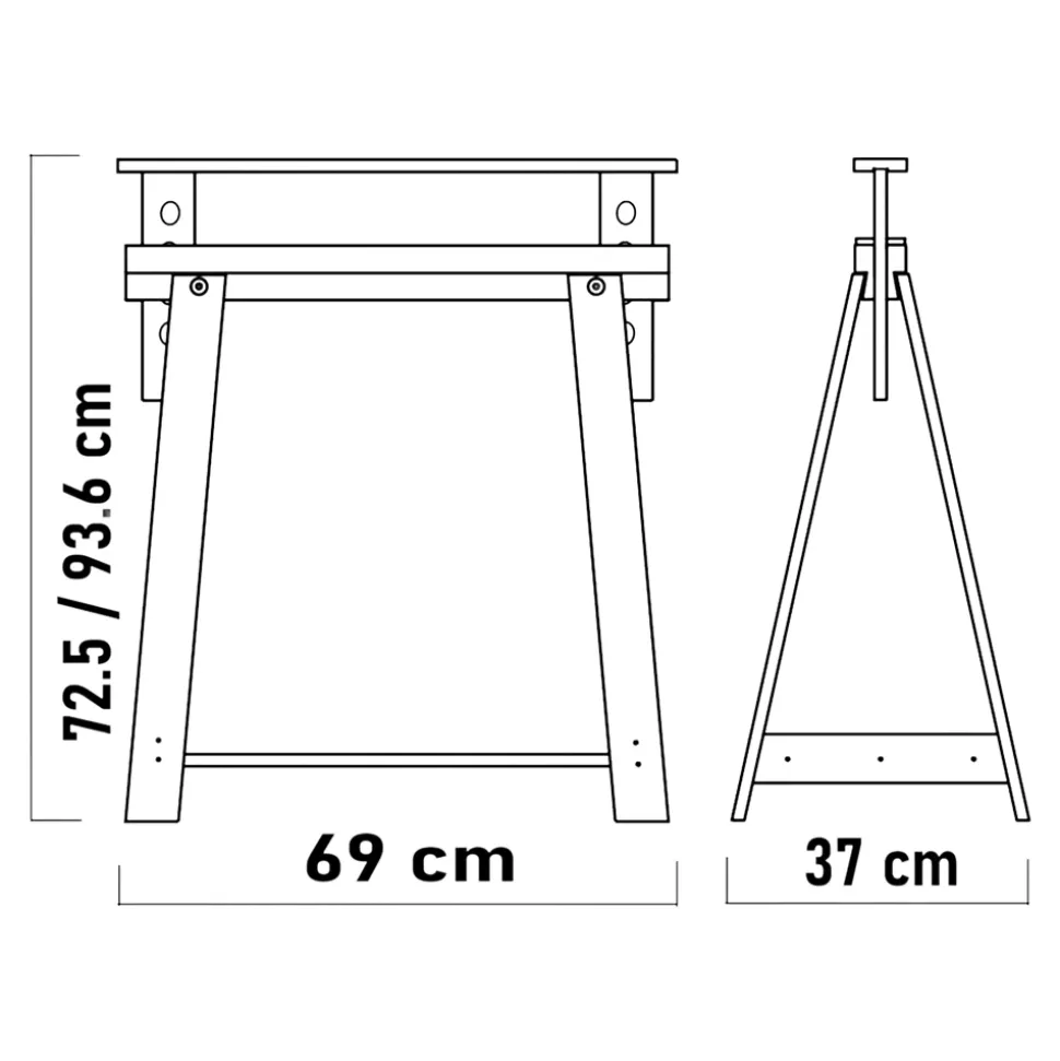 Tréteau architecte en pin 72,5 x 69 cm