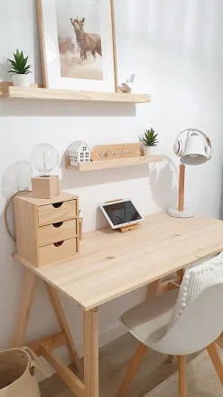 Tréteau Glam en pin pour petit bureau (74x50 cm)