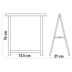 Tréteau pliant en pin 74 x 73,5 x 37 cm