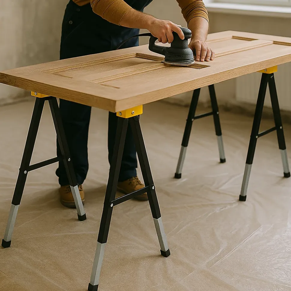 Tréteaux réglables télescopiques en métal - Hauteur ajustable de 64 à 91 cm Charge 150 kg - EURO VANADIUM