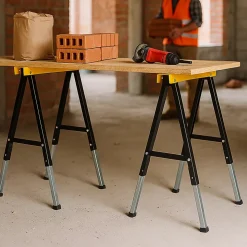 Tréteaux réglables télescopiques en métal - Hauteur ajustable de 64 à 91 cm Charge 150 kg - EURO VANADIUM