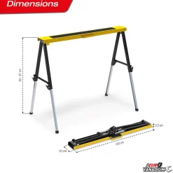 Tréteaux réglables télescopiques en métal - Hauteur ajustable de 64 à 91 cm Charge 150 kg - EURO VANADIUM
