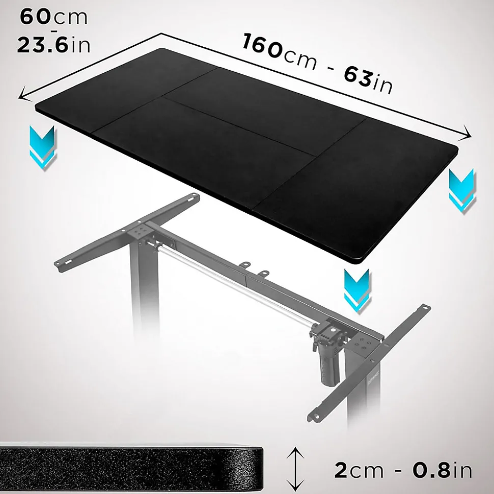 TT160 BK Plateau pour Bureau Assis Debout de 160 x 60 x 2 cm Compatible avec la plupart des Structures assis debout Duronic