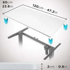 TT120 WE Plateau pour Bureau Assis Debout de 120 x 60 x 2 cm Compatible avec la plupart des Structures assis debout Duronic